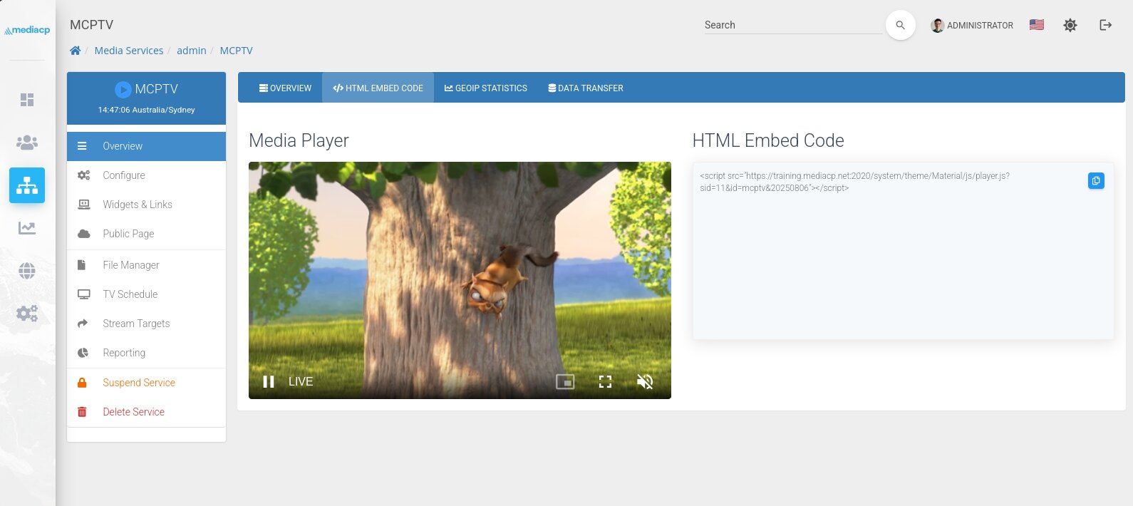 Embedding player on your website - MediaCP