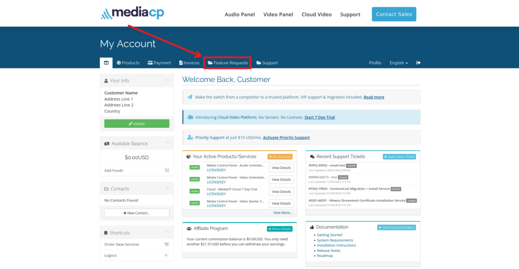 Submit a feature request - Media Control Panel