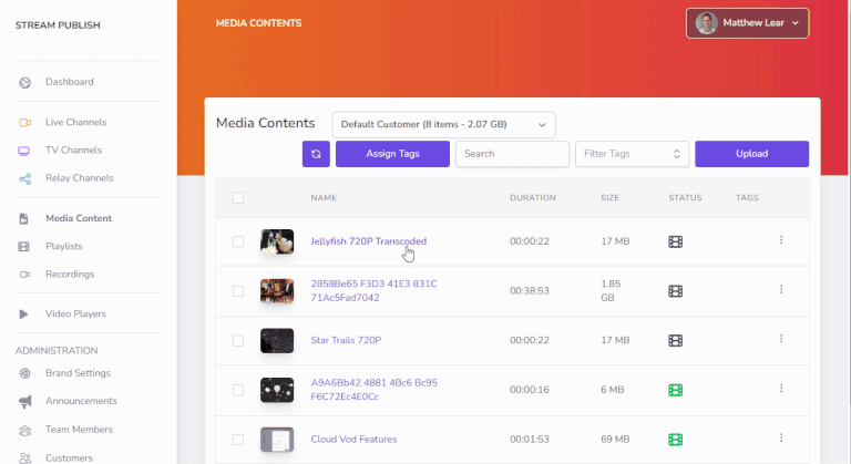 Video on Demand - Media Control Panel