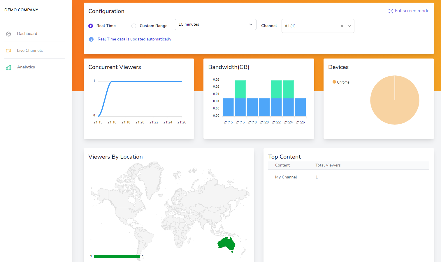 Viewing Analytics - Media Control Panel
