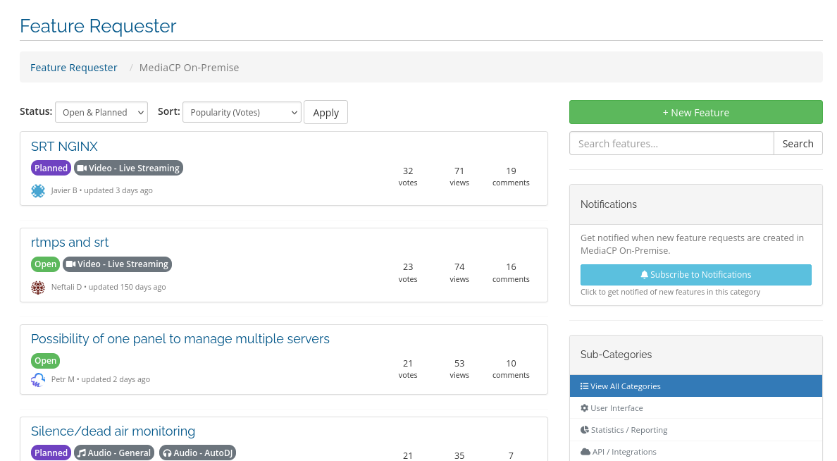 Introducing Our New Feature Request System - Media Control Panel