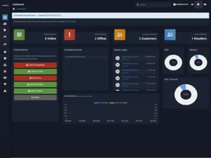 Dashboard di MediaCP 2.16 in modalità scura