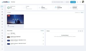 El panel de control de vídeo en la nube de MediaCP actualizado en modo luz.